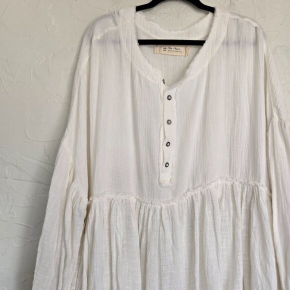 Free People Oversized Half Button Keeping It Cool Tunic Top, L - Picture 5 of 11